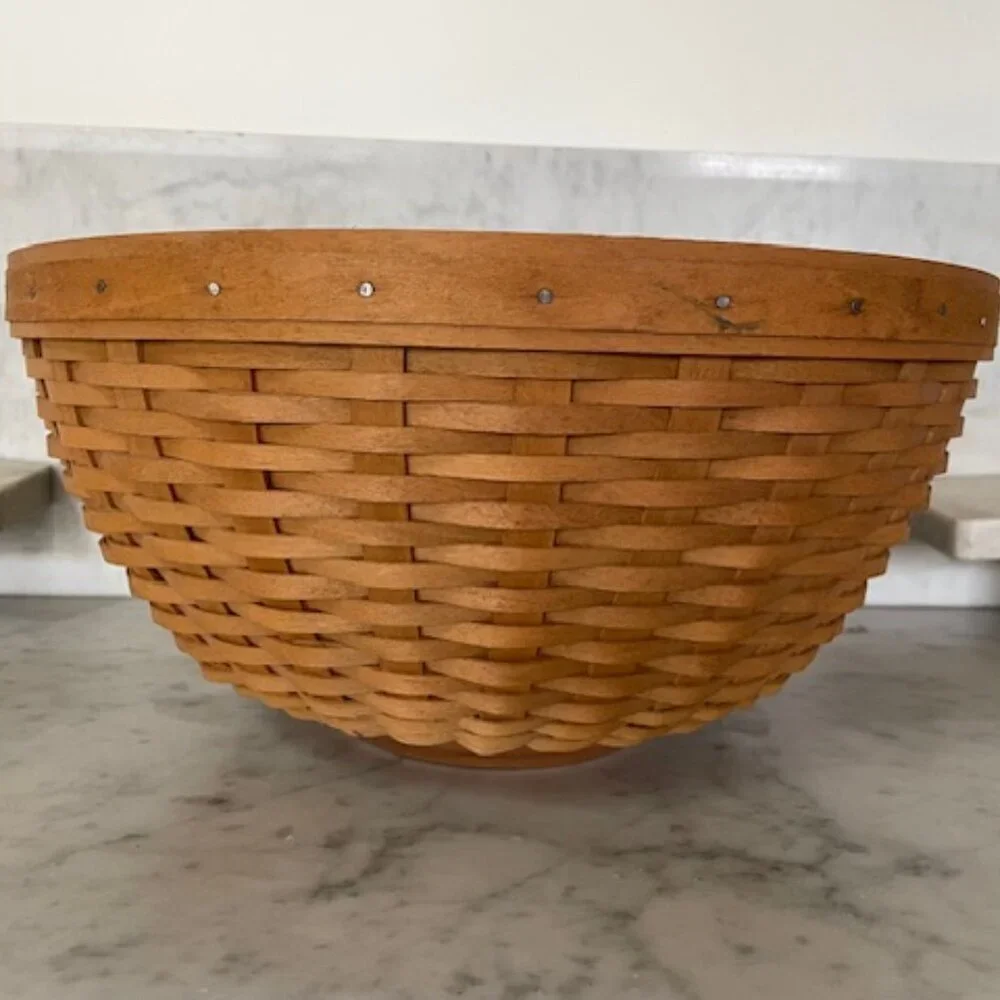 LONGABERGER Hostess Woven Bowl Basket XL 13” Round Handwoven Brown Retired